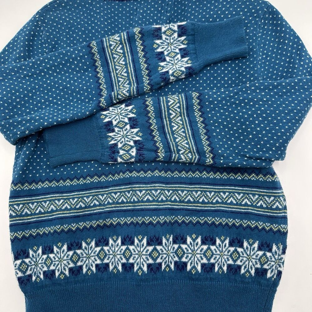 Aerie Blue Snowflake Fair Isle Cardigan Sweater Womens S Luxury Knit Blend - Picture 4 of 15